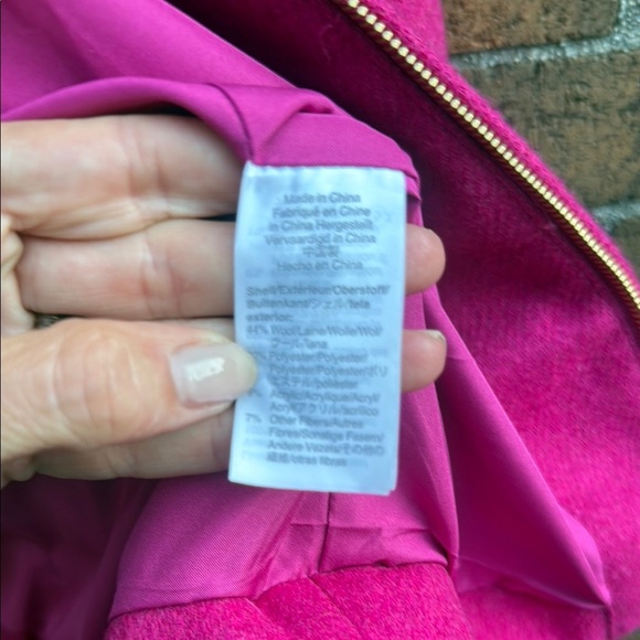 J. Crew Pink Trench Coat Vibrant Structured Wool-Blend - Picture 4 of 5